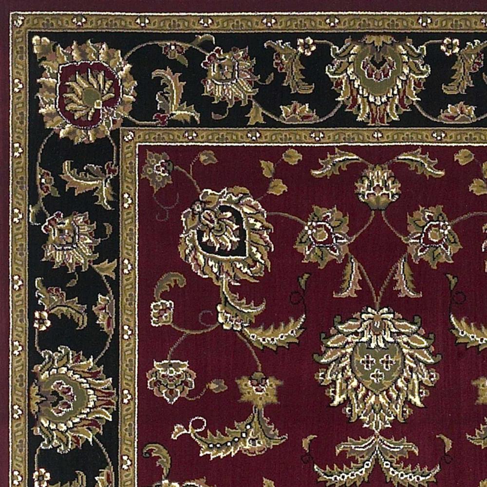 5'x8' Red Black Machine Woven Floral Traditional Indoor Area Rug - 352407. Picture 3