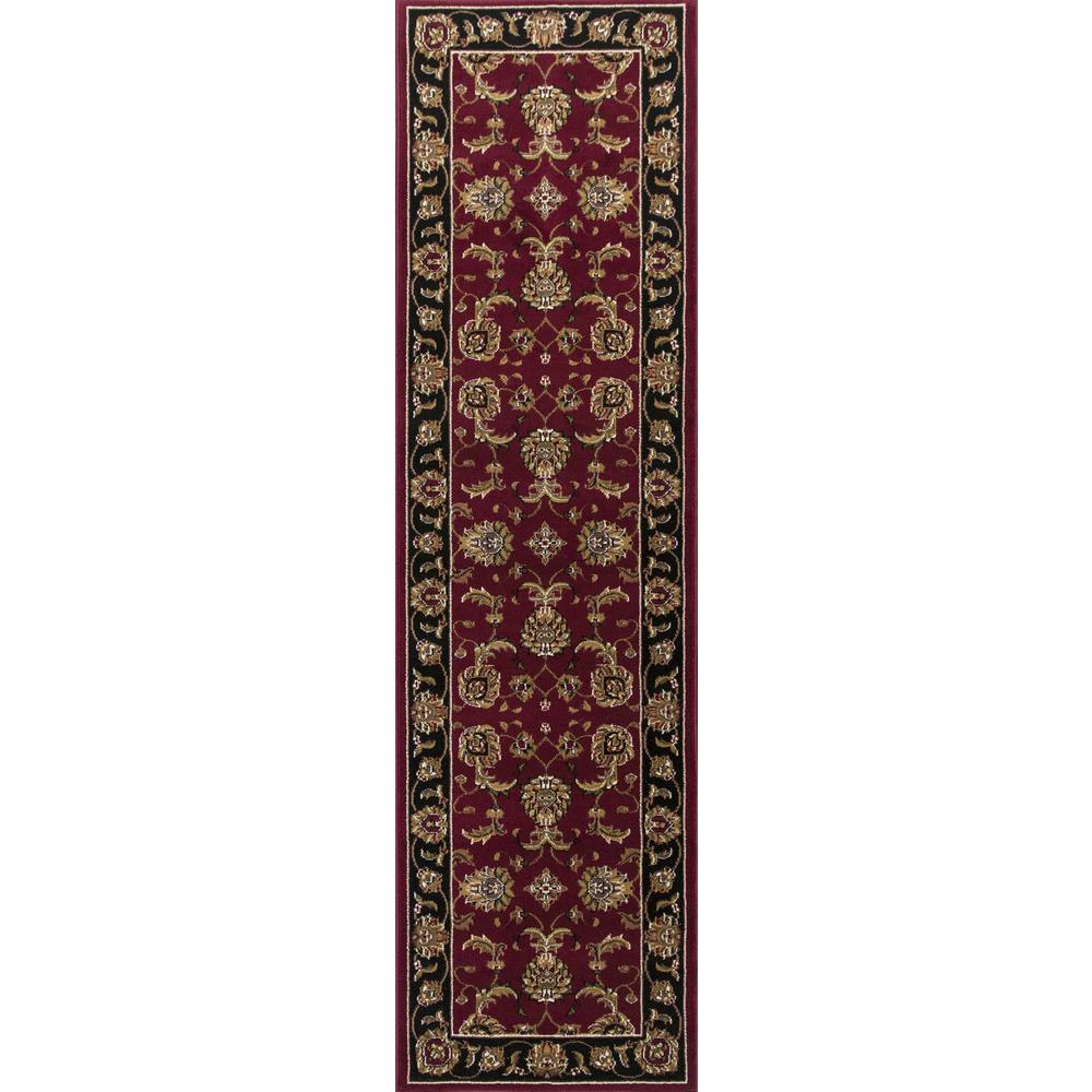 5'x8' Red Black Machine Woven Floral Traditional Indoor Area Rug - 352407. Picture 4