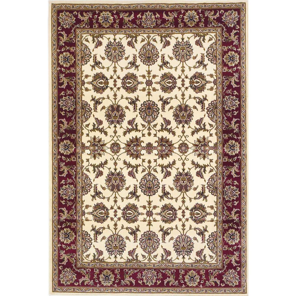 5'x8' Ivory Red Machine Woven Floral Traditional Indoor Area Rug - 352420. Picture 1