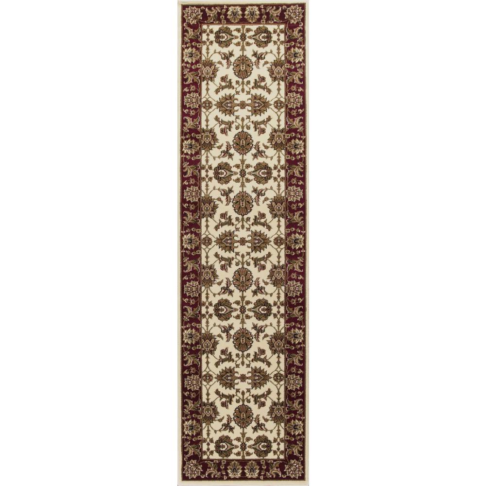 5'x8' Ivory Red Machine Woven Floral Traditional Indoor Area Rug - 352420. Picture 5