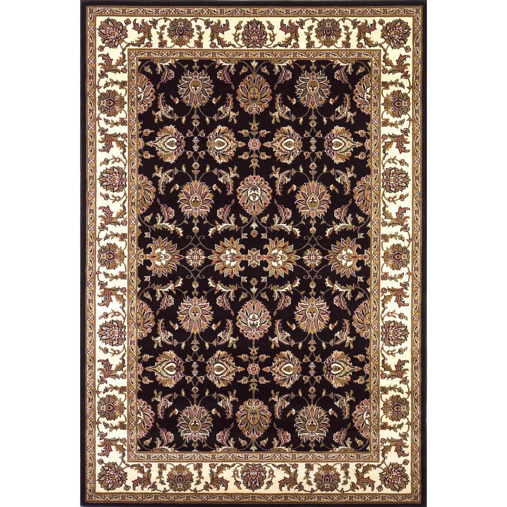 5' x 8' Black or Ivory Floral Bordered Area Rug - 352421. Picture 1