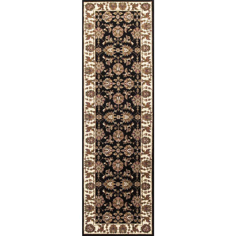 5' x 8' Black or Ivory Floral Bordered Area Rug - 352421. Picture 5