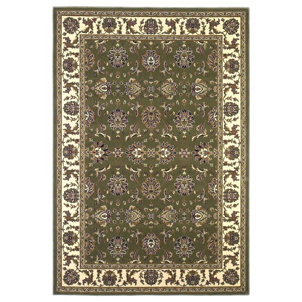 5'x8' Green Ivory Machine Woven Floral Traditional Indoor Area Rug - 352422. Picture 1
