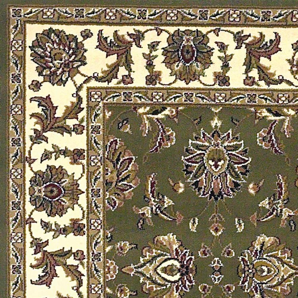 5'x8' Green Ivory Machine Woven Floral Traditional Indoor Area Rug - 352422. Picture 2
