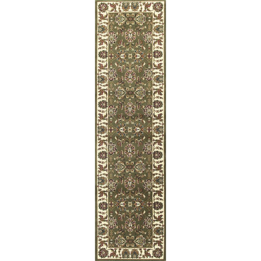 5'x8' Green Ivory Machine Woven Floral Traditional Indoor Area Rug - 352422. Picture 4
