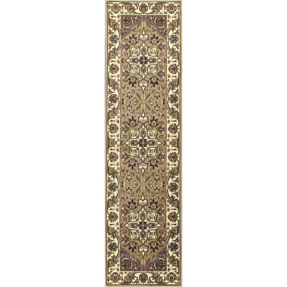 5'x8' Beige Ivory Machine Woven Floral Medallion Indoor Area Rug - 352426. Picture 4