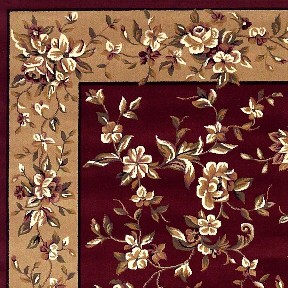 5' x 8' Red or Beige Floral Bordered Area Rug - 352430. Picture 3