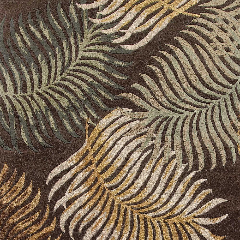 3' x 5' Espresso Fern Leaves Wool Area Rug - 352446. Picture 1