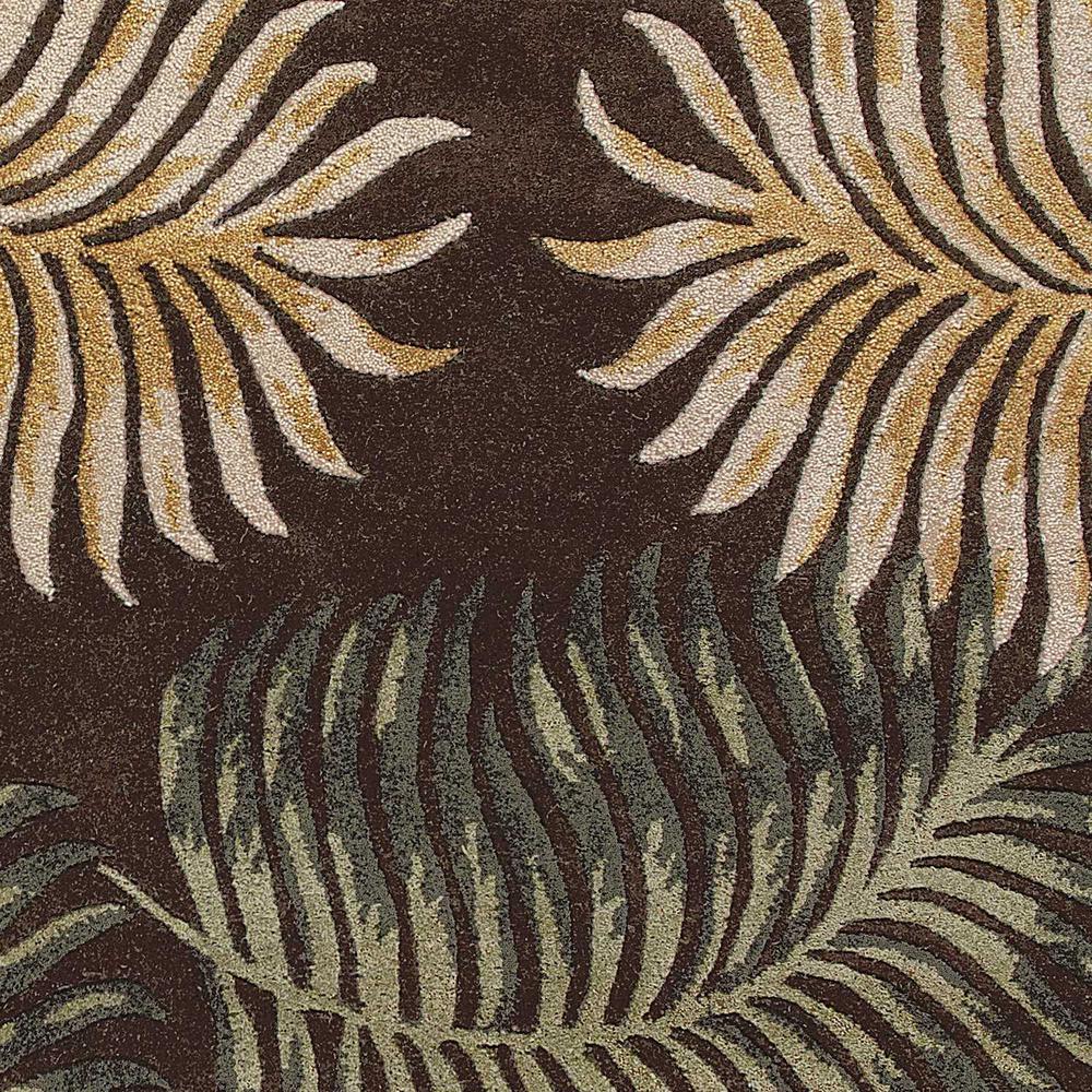 3' x 5' Espresso Fern Leaves Wool Area Rug - 352446. Picture 2