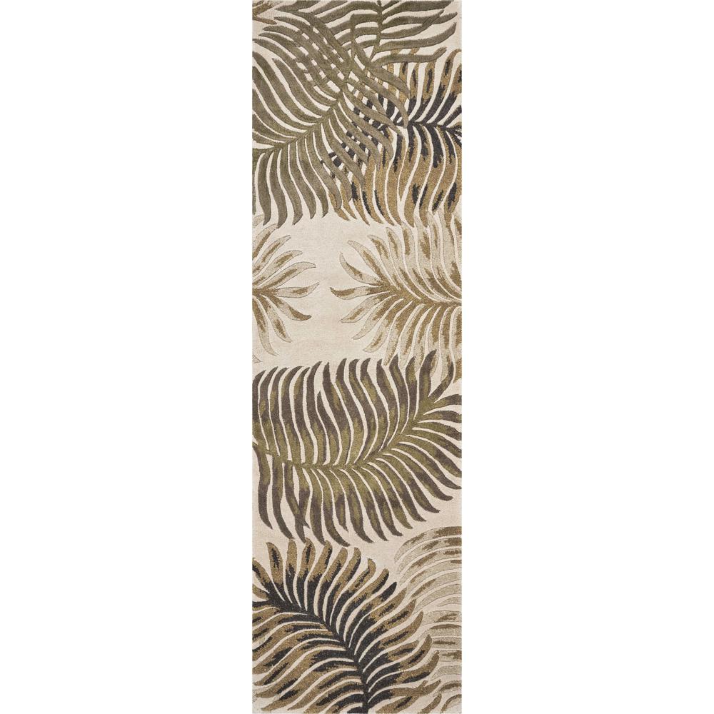 3'x5' Natural Beige Hand Tufted Tropical Leaves Indoor Area Rug - 352447. Picture 3