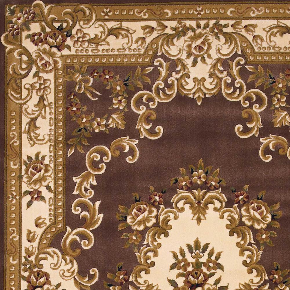 5'x8' Plum Ivory Machine Woven Hand Carved Floral Medallion Indoor Area Rug - 352464. Picture 3