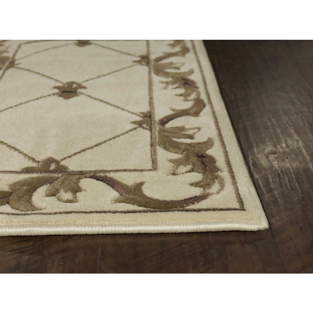 5'x8' Ivory Machine Woven Hand Carved Fleur De Lis Indoor Area Rug - 352467. Picture 4