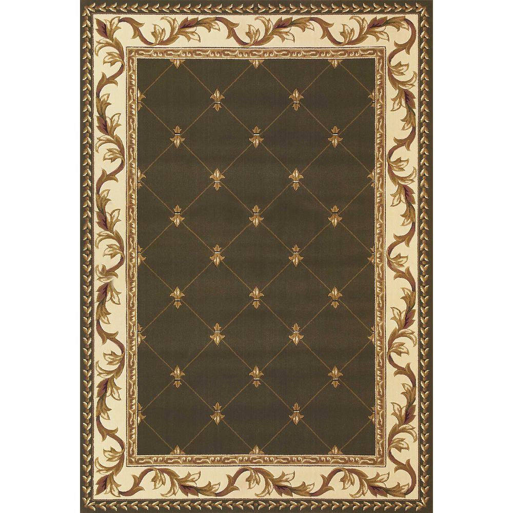 5'x8' Green Machine Woven Hand Carved Fleur De Lis Indoor Area Rug - 352472. The main picture.