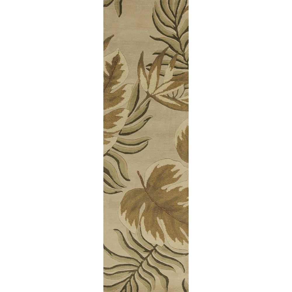 2' x 8' Sand Leaves Wool Runner Rug - 352476. Picture 1