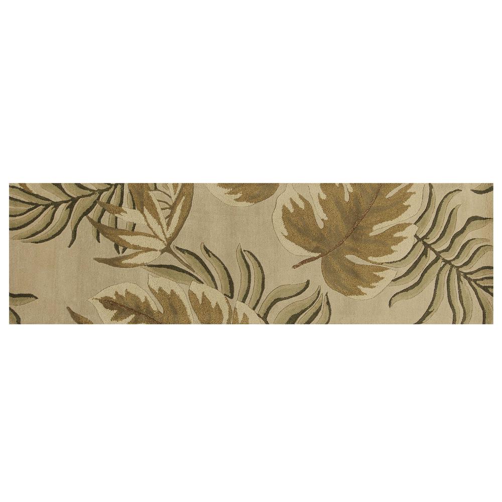 2' x 8' Sand Leaves Wool Runner Rug - 352476. Picture 2