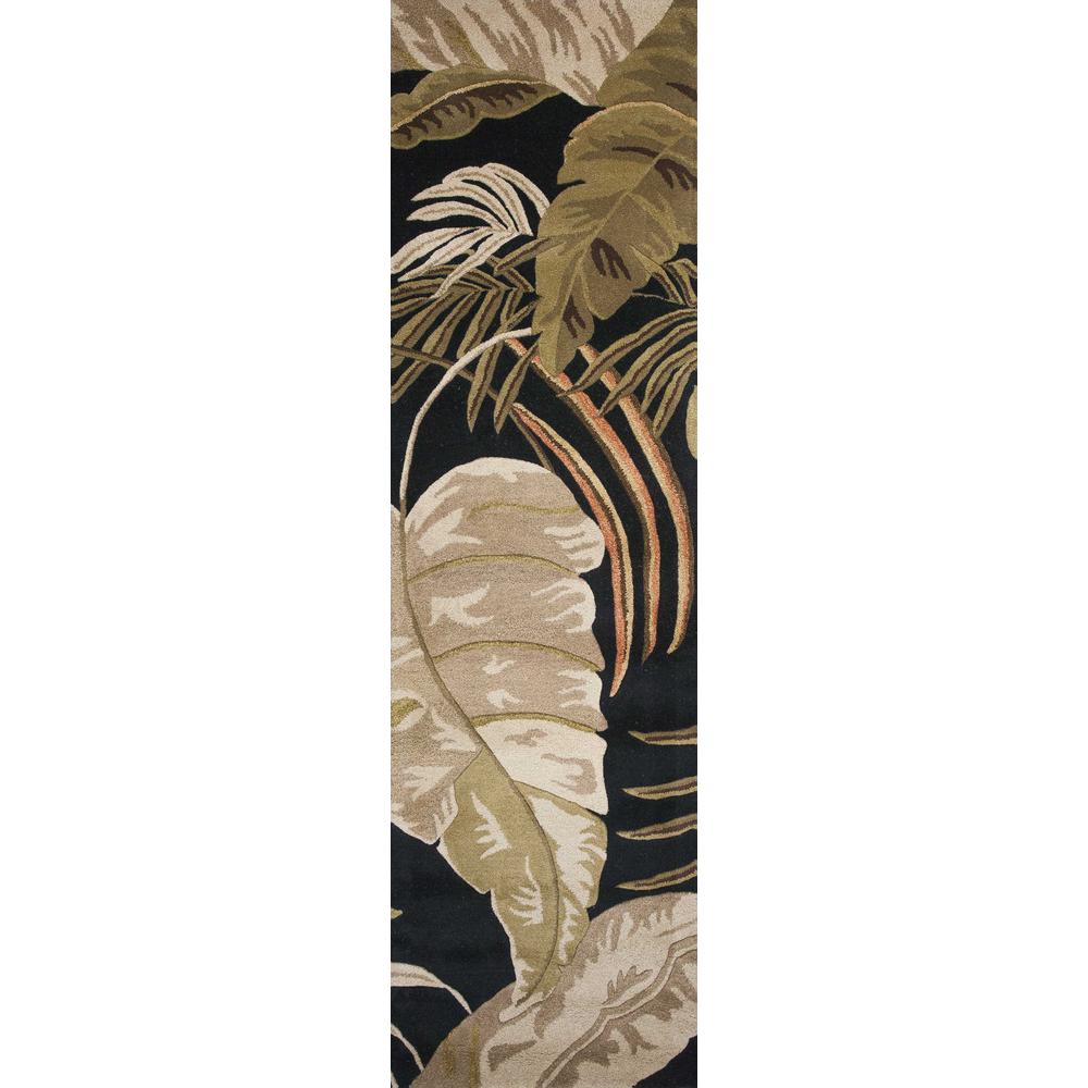 2' x 8' Midnight Leaves Wool Runner Rug - 352478. Picture 1