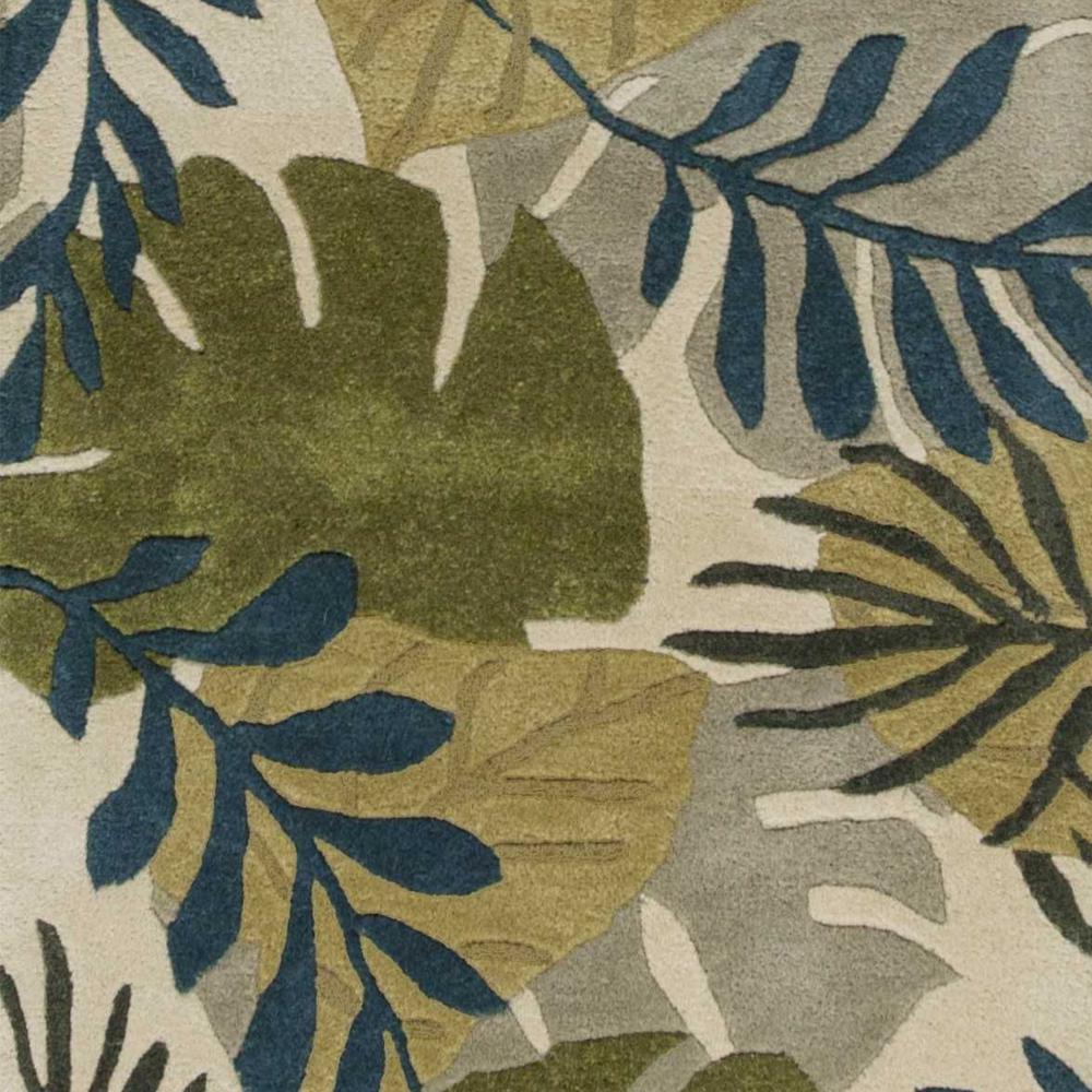 8' Ivory Hand Tufted Oversized Tropical Leaves Indoor Runner Rug - 352486. Picture 3