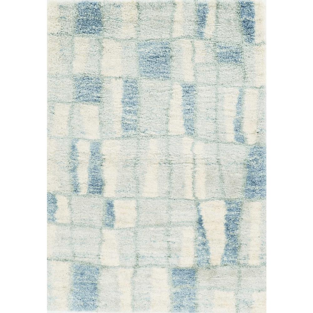 5'x8' Ivory Blue Machine Woven Abstract Blocks Indoor Area Rug - 352490. Picture 1
