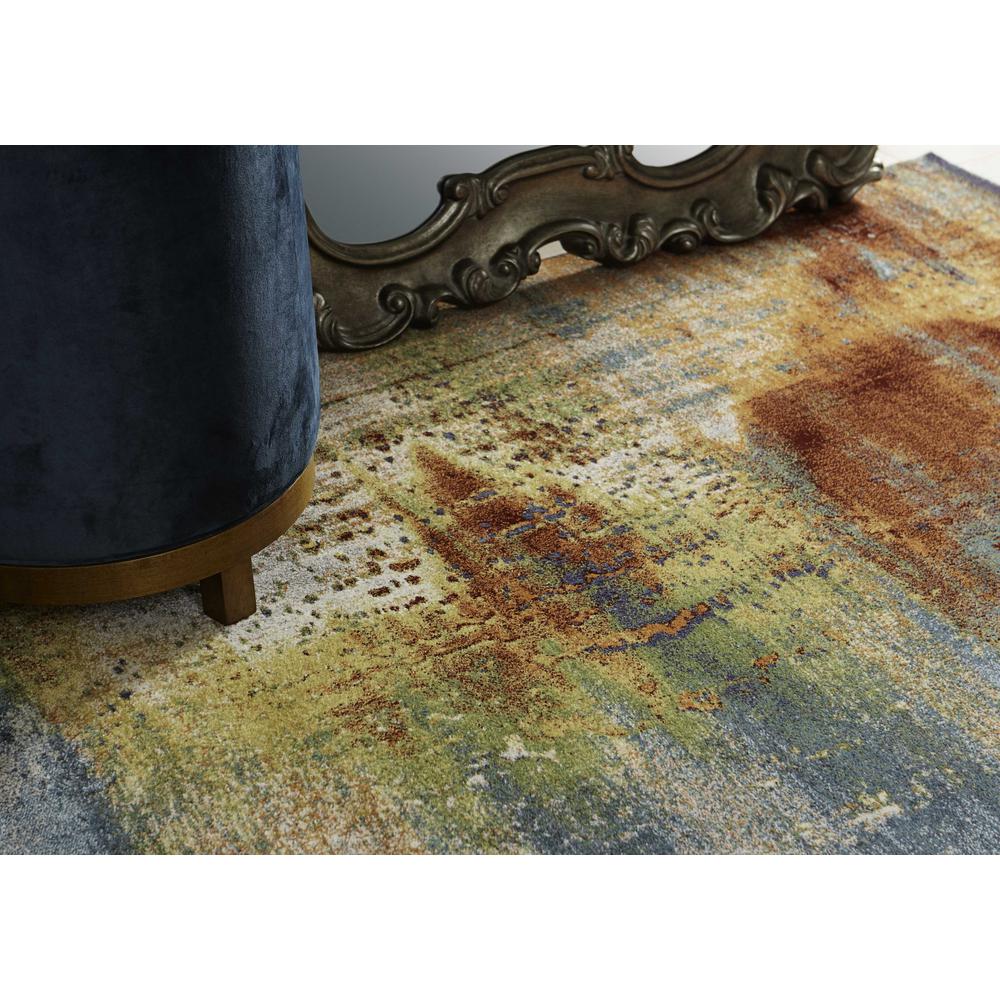 5'x8' Blue Rust Orange Machine Woven Abstract Brushstrokes Indoor Area Rug - 352506. Picture 4
