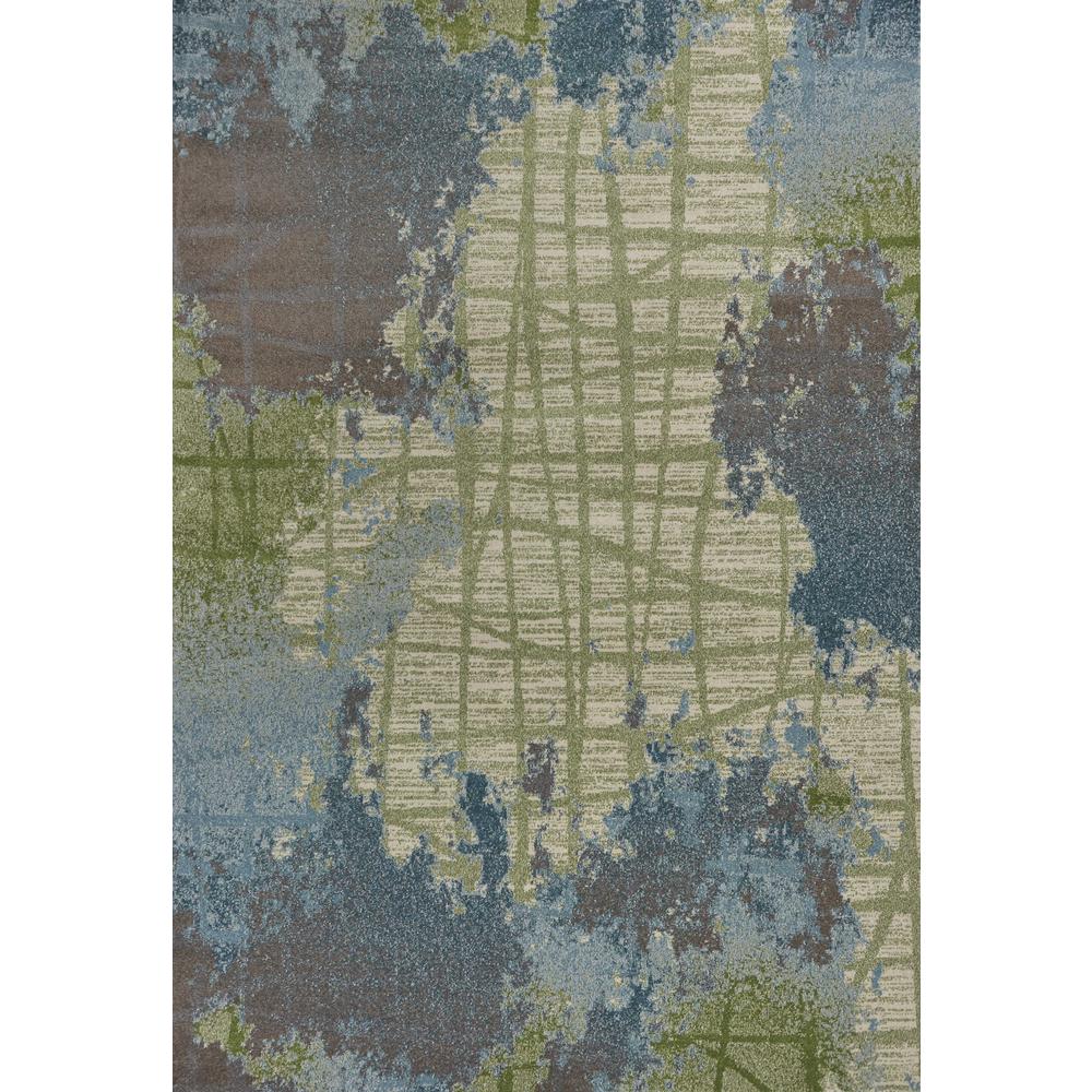 5'x8' Green Blue Machine Woven Abstract Indoor Area Rug - 352508. Picture 1