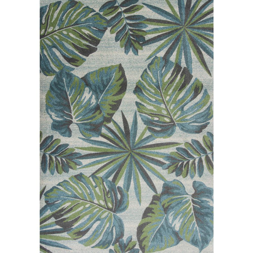5' x 8' Teal or Green Tropical Leaves Indoor Area Rug - 352515. Picture 1