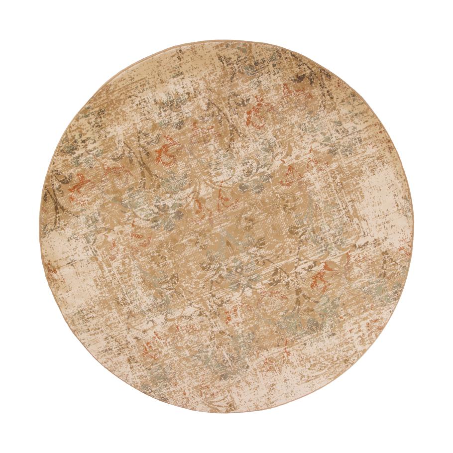7' Round Champagne Abstract Indoor Area Rug - 352528. Picture 1