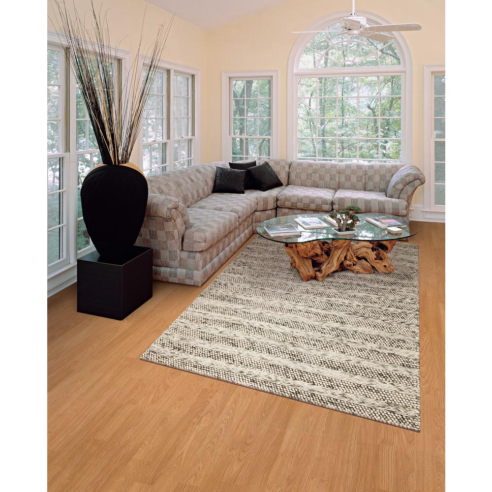 3' x 5' Grey Braided Wool Indoor Area Rug - 352533. Picture 4