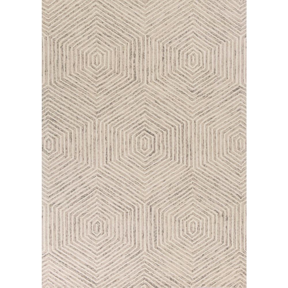 5' x 7' Ivory Geometric Hexagon Wool Indoor Area Rug - 352547. Picture 1