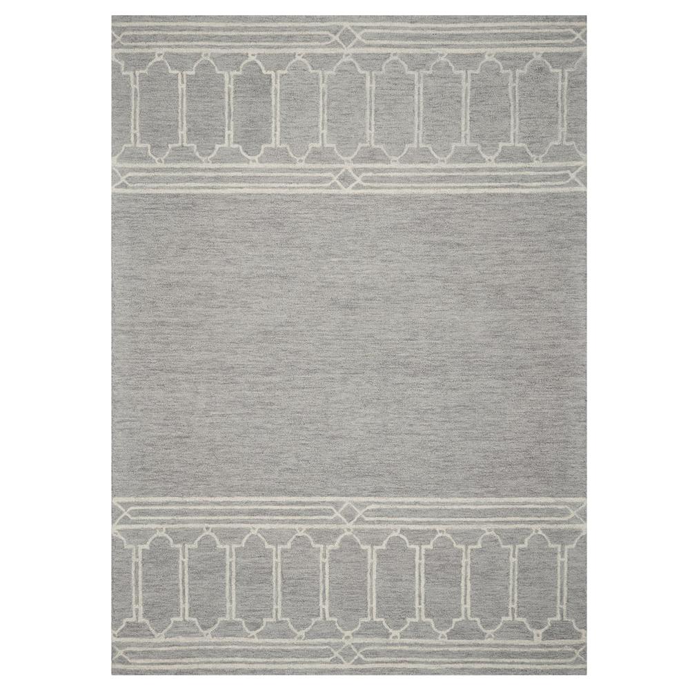 5' x 7' Grey Geometric Pattern Wool Indoor Area Rug - 352551. Picture 2