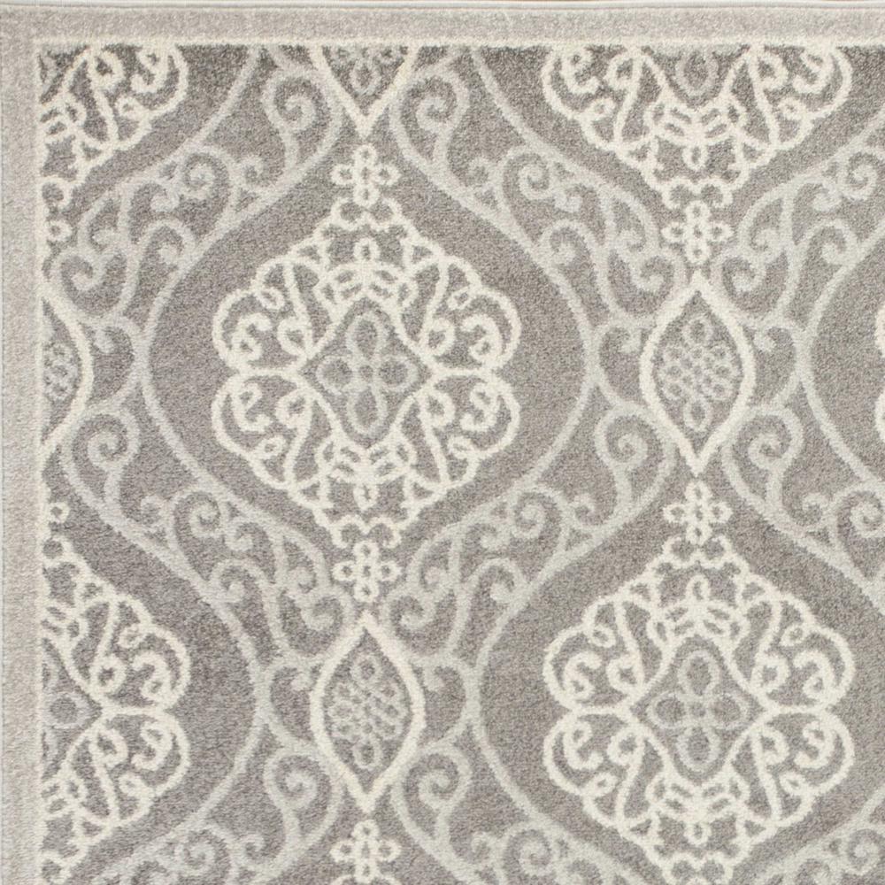7'x10' Silver Grey Machine Woven UV Treated Floral Ogee Indoor Outdoor Area Rug - 352601. Picture 3