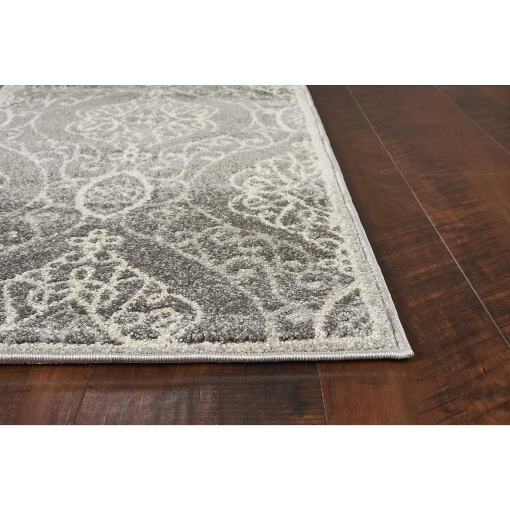 7'x10' Silver Grey Machine Woven UV Treated Floral Ogee Indoor Outdoor Area Rug - 352601. Picture 4