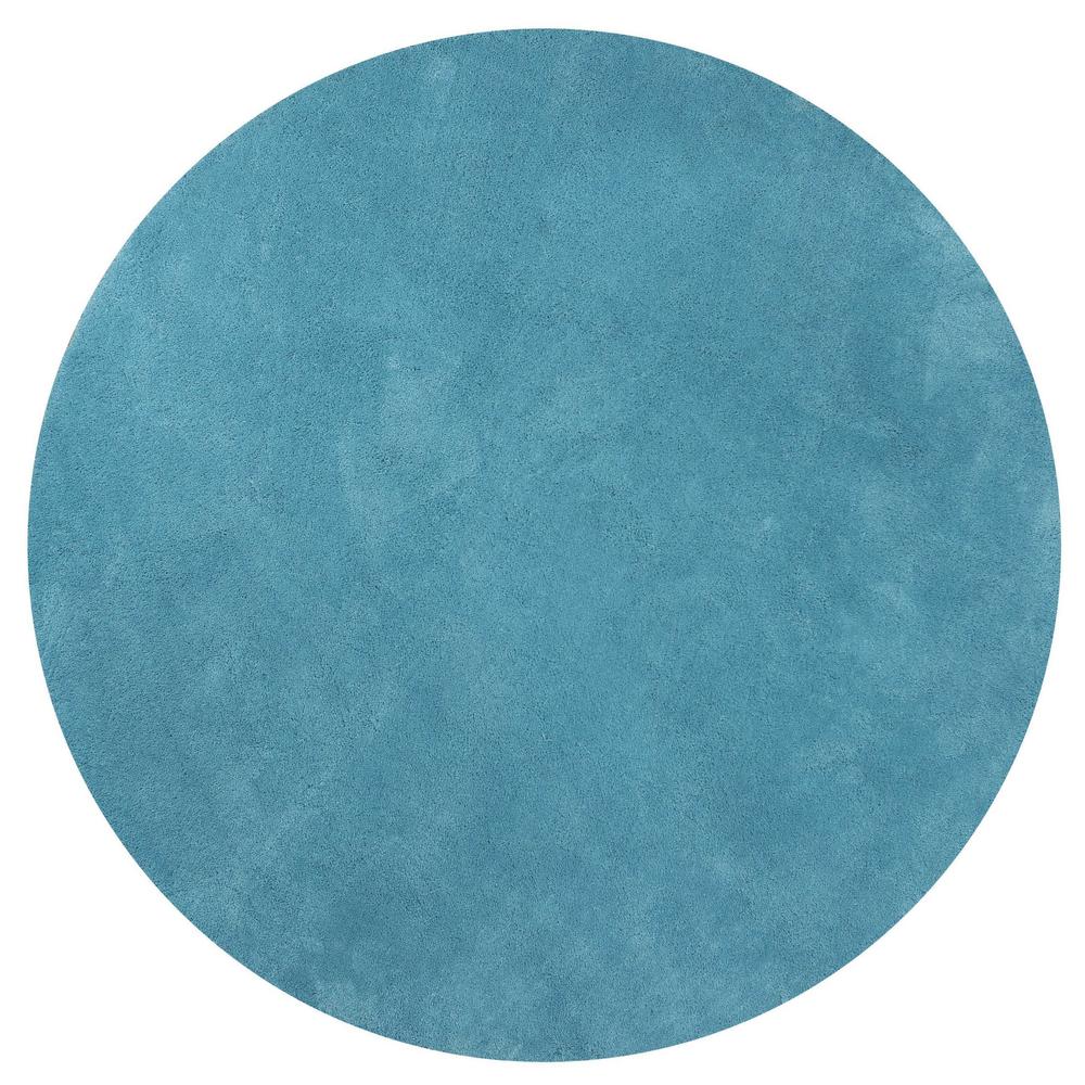 6' Highlighter Blue Round Indoor Shag Rug - 352616. Picture 1