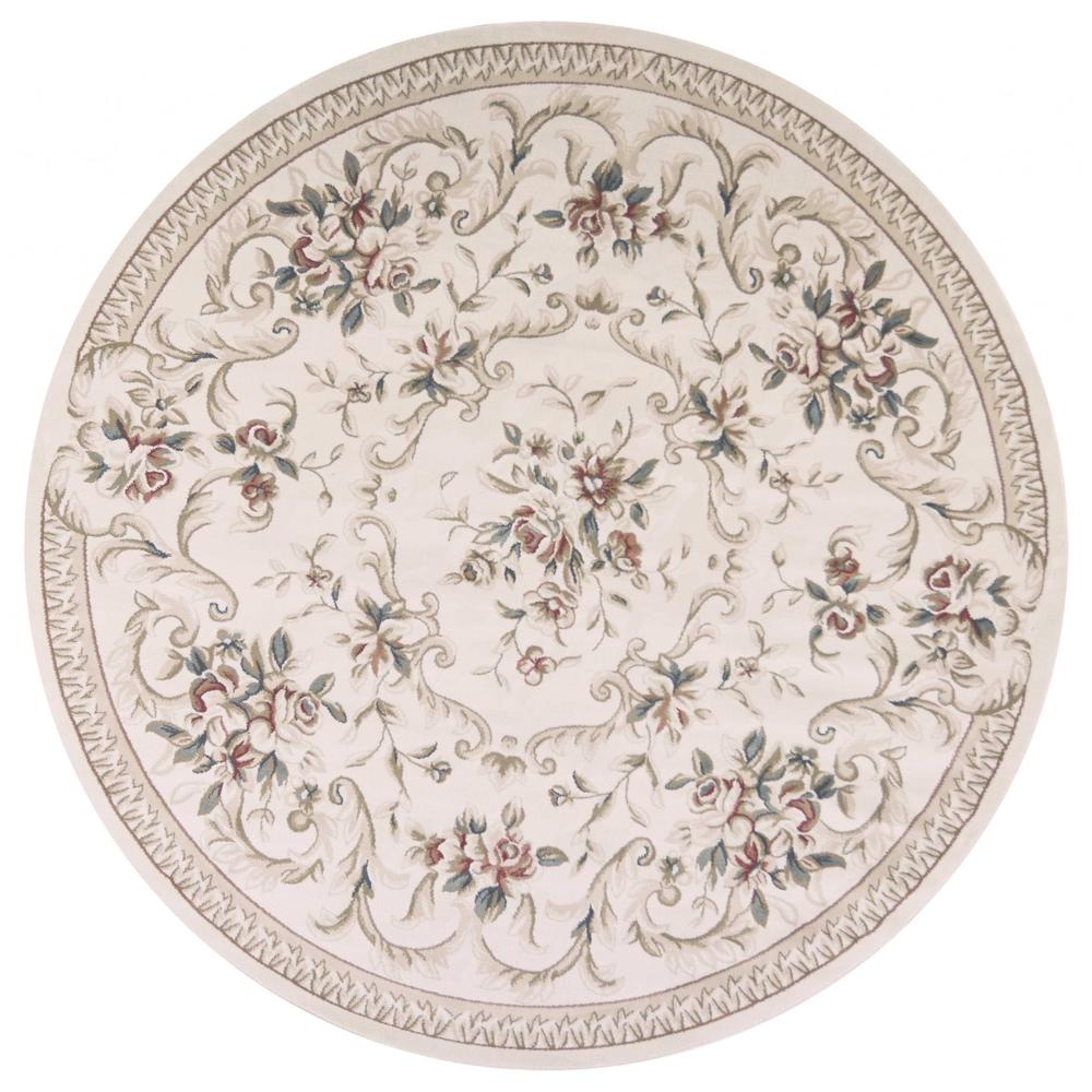 7' Round  Polypropylene Ivory  Area Rug - 352686. Picture 1