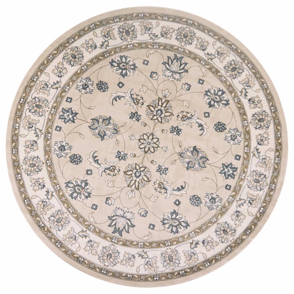 7' Round  Polypropylene Beige or  Ivory  Area Rug - 352688. Picture 1