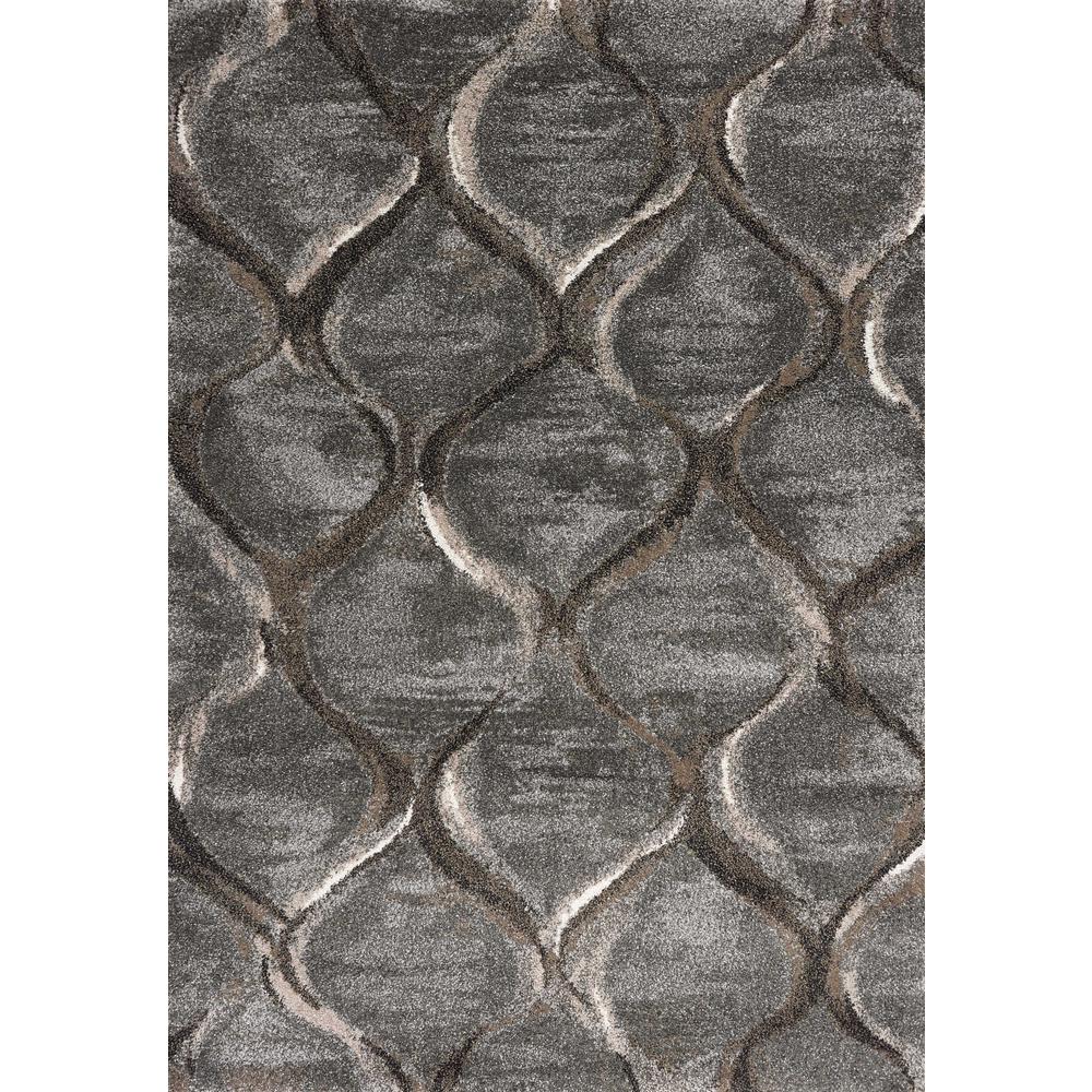 5'x8' Charcoal Grey Machine Woven Ogee Indoor Area Rug - 352697. Picture 1