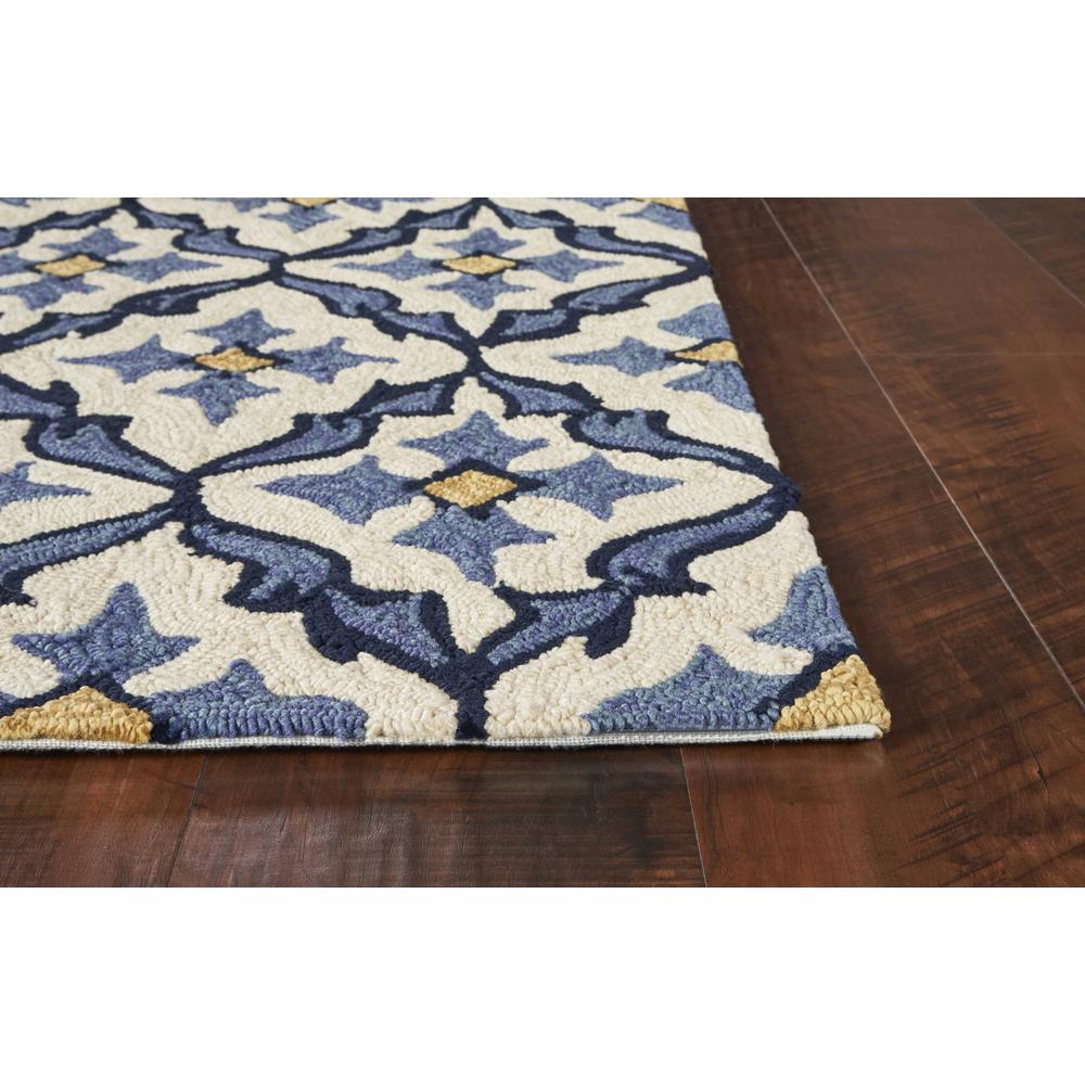 5' x 7' Ivory or Blue Geometric Mosaic Indoor Outdoor Area Rug - 352771. Picture 4