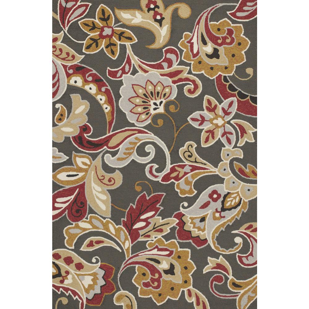 5'x8' Taupe Hand Hooked UV Treated Floral Indoor Outdoor Area Rug - 352772. The main picture.