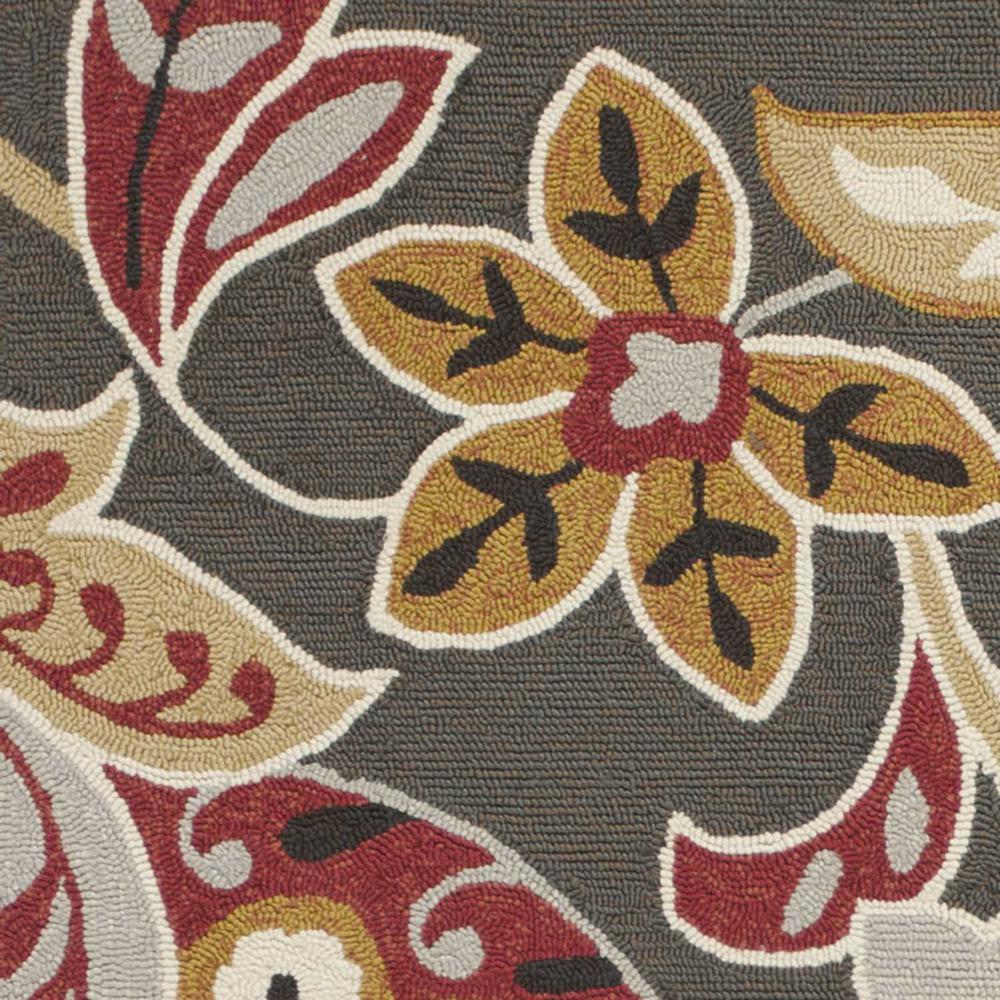 5'x8' Taupe Hand Hooked UV Treated Floral Indoor Outdoor Area Rug - 352772. Picture 3