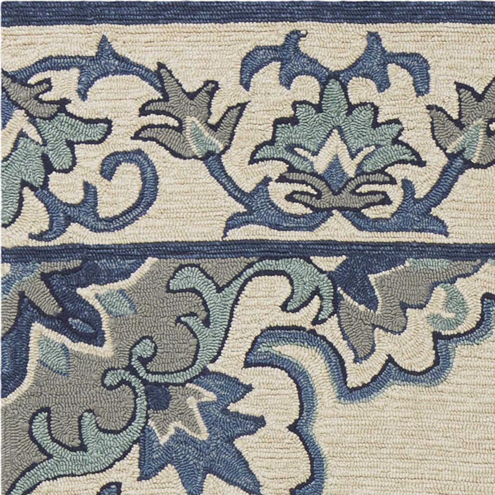 5' x 7' Ivory or Blue Vines Bordered UV Treated Indoor Outdoor Area Rug - 352781. Picture 3