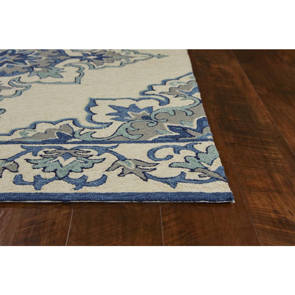 5' x 7' Ivory or Blue Vines Bordered UV Treated Indoor Outdoor Area Rug - 352781. Picture 5