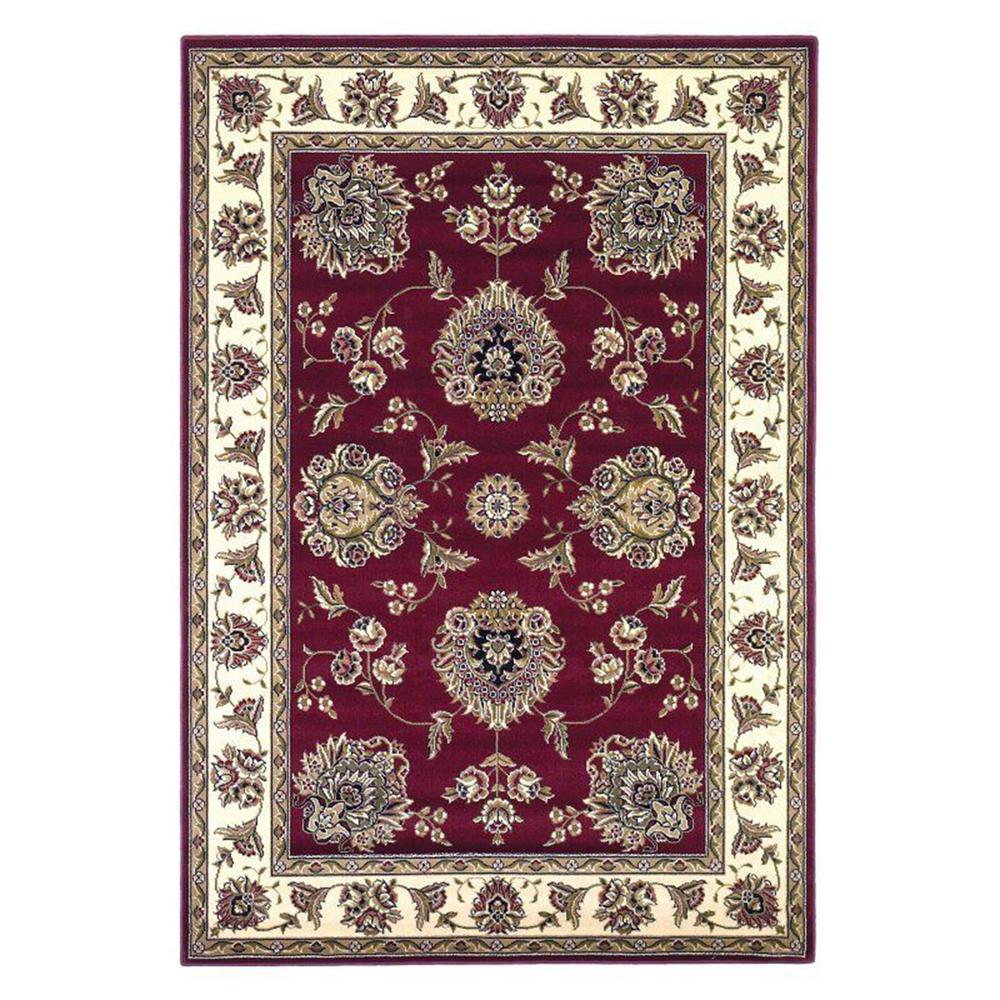 Red Ivory Machine Woven Traditional Octagon Indoor Area Rug - 352833. Picture 2