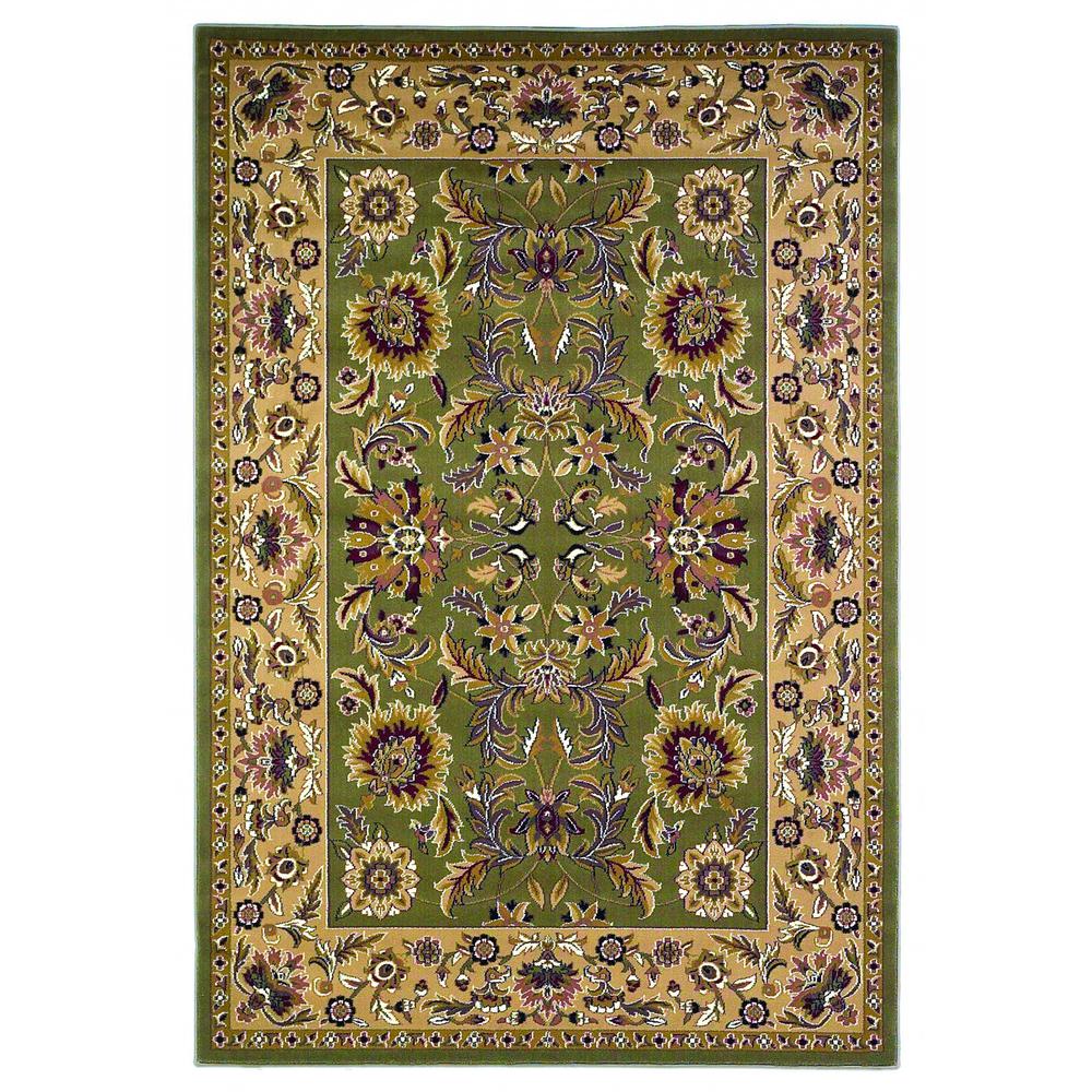 7' Octagon Green or Taupe Floral Bordered Indoor Area Rug - 352856. The main picture.