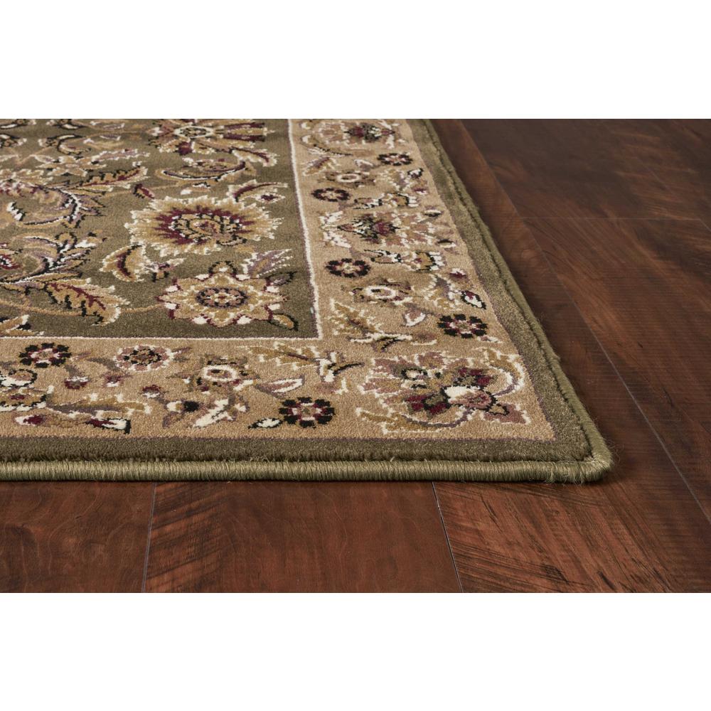 7' Octagon Green or Taupe Floral Bordered Indoor Area Rug - 352856. Picture 4