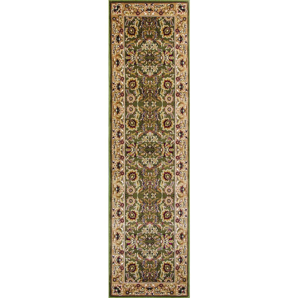 7' Octagon Green or Taupe Floral Bordered Indoor Area Rug - 352856. Picture 5