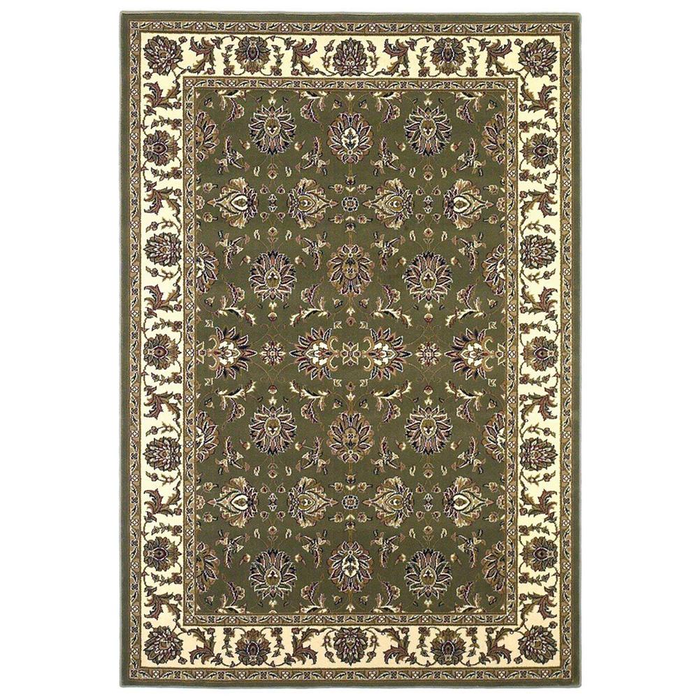 Green Ivory Machine Woven Traditional Octagon Indoor Area Rug - 352867. Picture 2