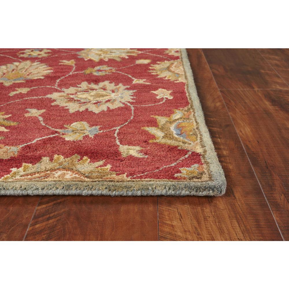 5' Round Red Floral Vine Wool Indoor Area Rug - 352888. Picture 3