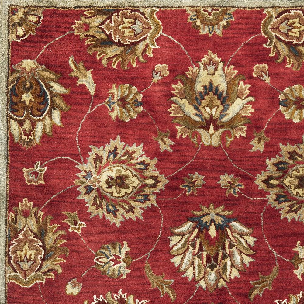5' Round Red Floral Vine Wool Indoor Area Rug - 352888. Picture 4
