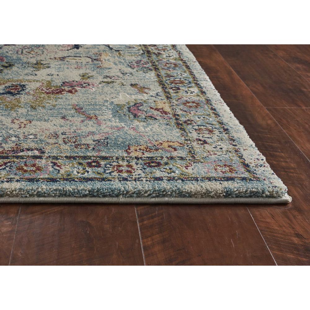 5' x 8' Light Blue Floral Bordered Indoor Area Rug - 352930. Picture 4