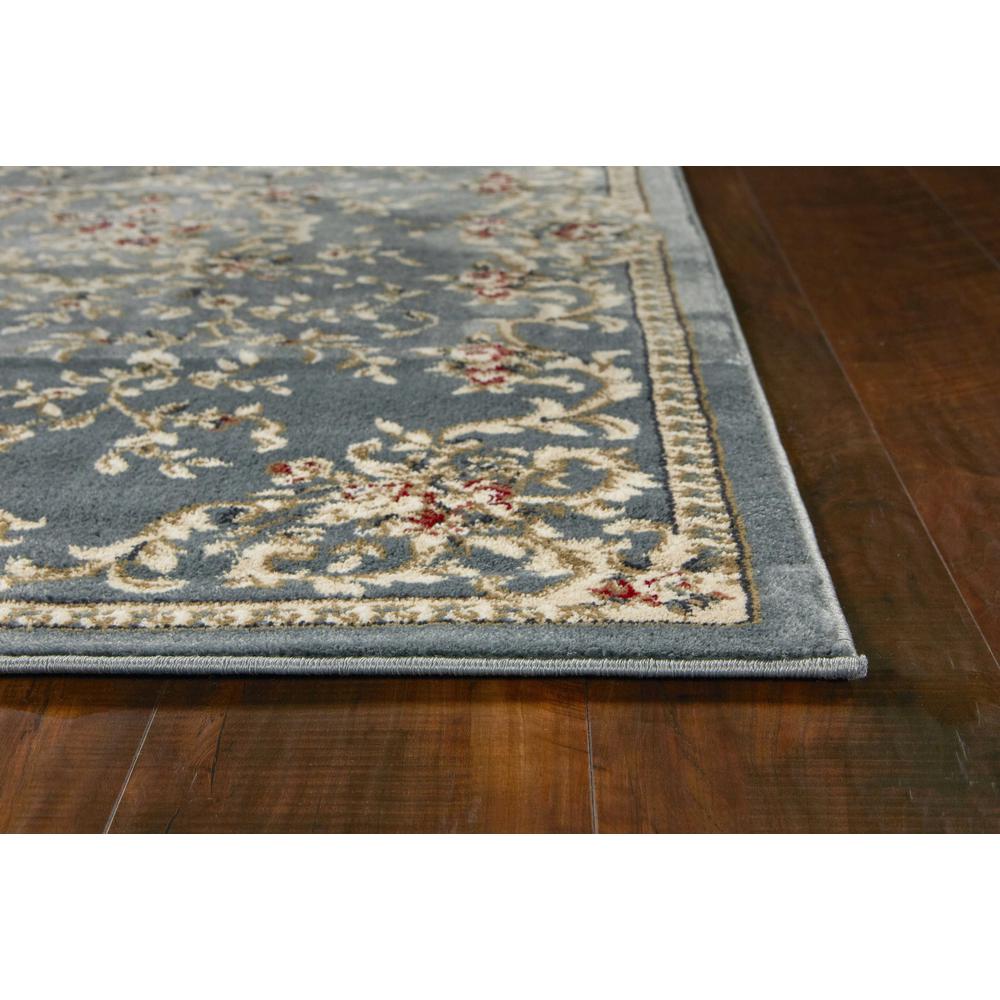 8' x 10' Slate Blue Floral Bordered Indoor Area Rug - 352965. Picture 1