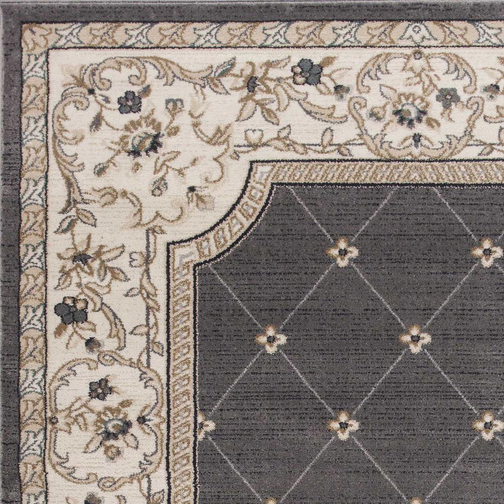 8' x 10' Grey or Ivory Diamond Floral Bordered Indoor Area Rug - 352973. Picture 3